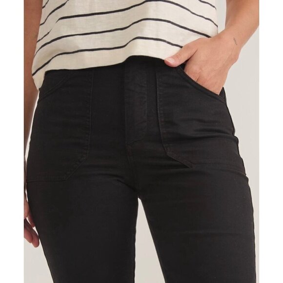 Marine Layer Bridget Flare Wide Leg Twill Pants Faded Black Stretch Plus Size 14 - Picture 2 of 12